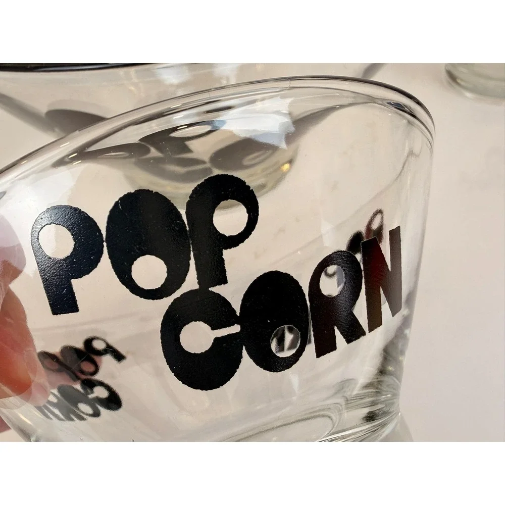 Vintage 1970s‎ Wheaton Glass Popcorn Bowl and Four Individual Bowls